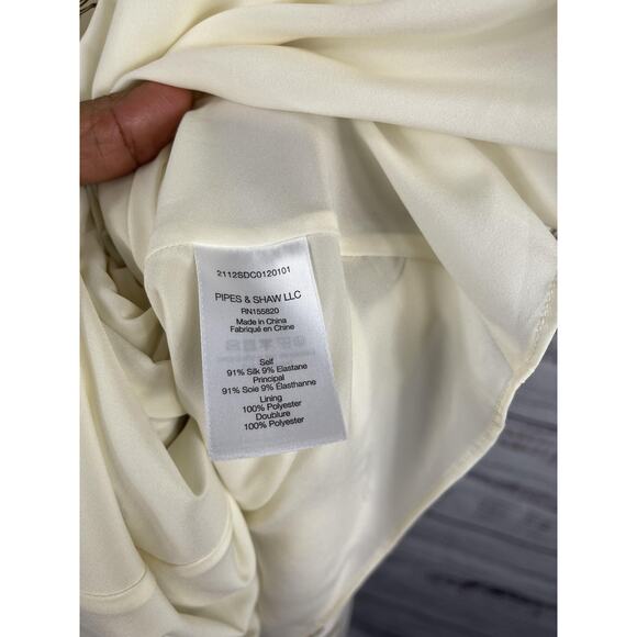 Veronica Beard Kersey Dress Womens 8 White Chain Ruched Silk Long Sleeve Midi - Picture 5 of 13